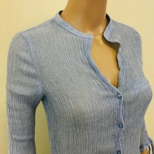 ZARA Blue Thin Viscose Shirt Top Blouse Size S (fits like XS)